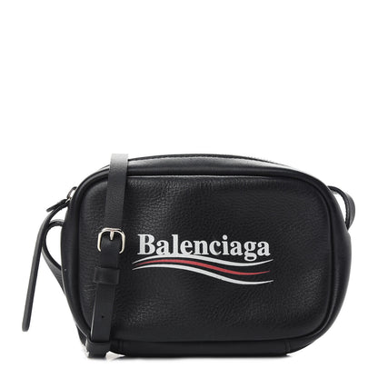 Balenciaga Calfskin Political Campaign Logo XS Camera Bag Black 1 of 8
