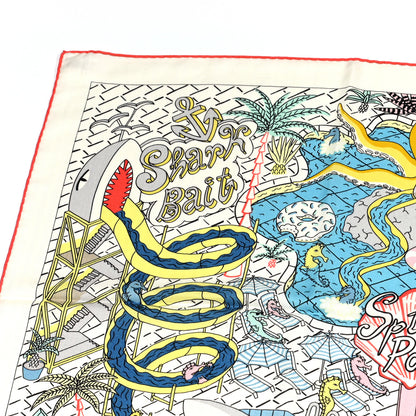 Hermes Cashmere Silk Splash Park Shawl 140 White Jaune Multicolor 5 of 9