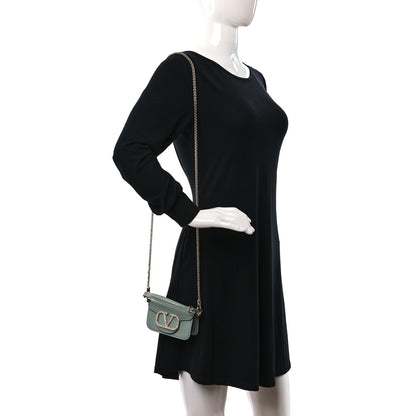 Valentino Garavani Calfskin Crystal Vlogo Micro Loco Shoulder Bag Morning Dew 2 of 9