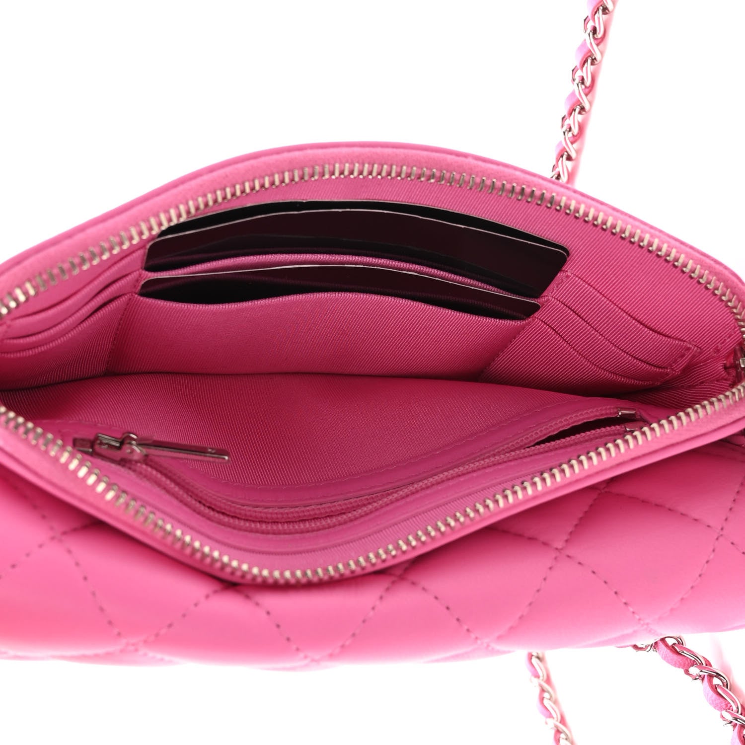 Chanel Lambskin Quilted Flap Phone Holder With Chain Neon Pink 9 of 12