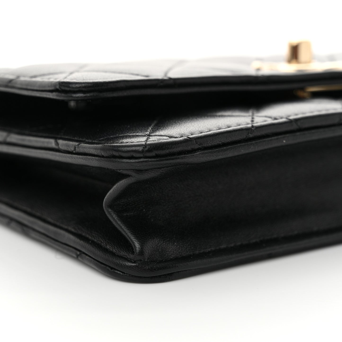 Lambskin Quilted Trendy CC Wallet On Chain WOC Black