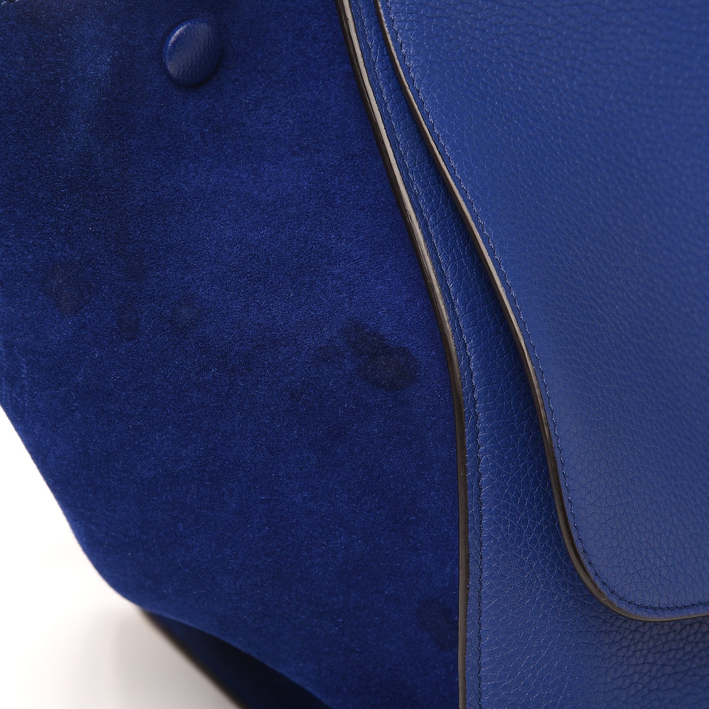 Drummed Calfskin Suede Medium Trapeze Indigo
