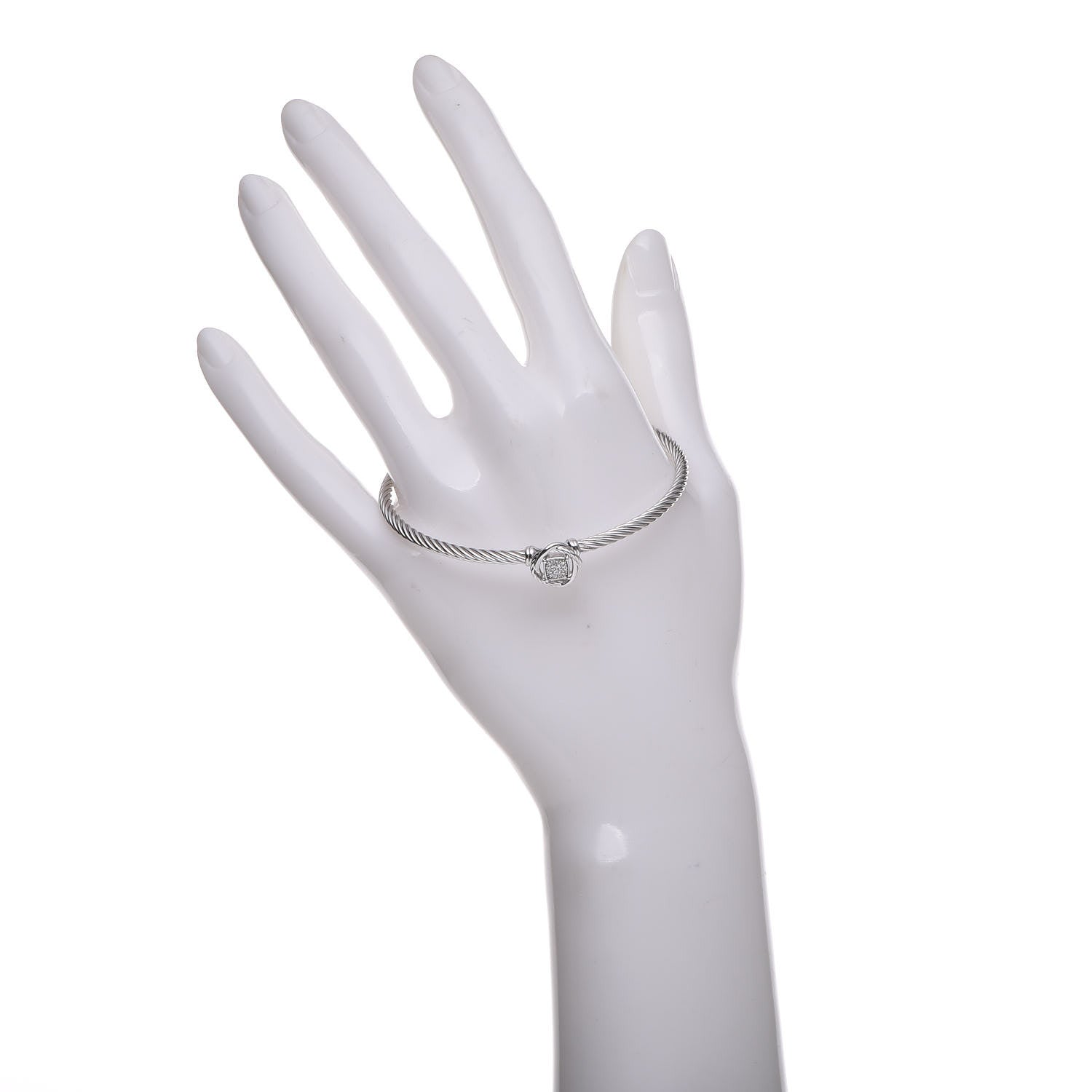 David Yurman Sterling Silver Diamond 3mm Infinity Bracelet 2 of 6