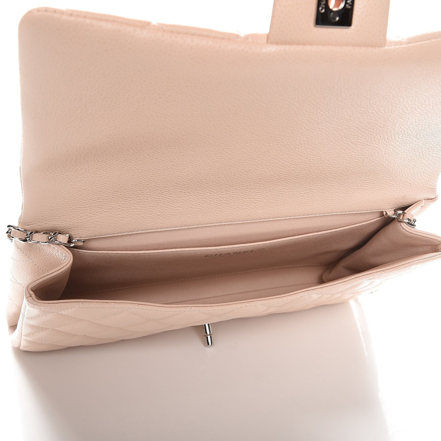 Caviar Quilted Clutch With Chain Flap Light Pink