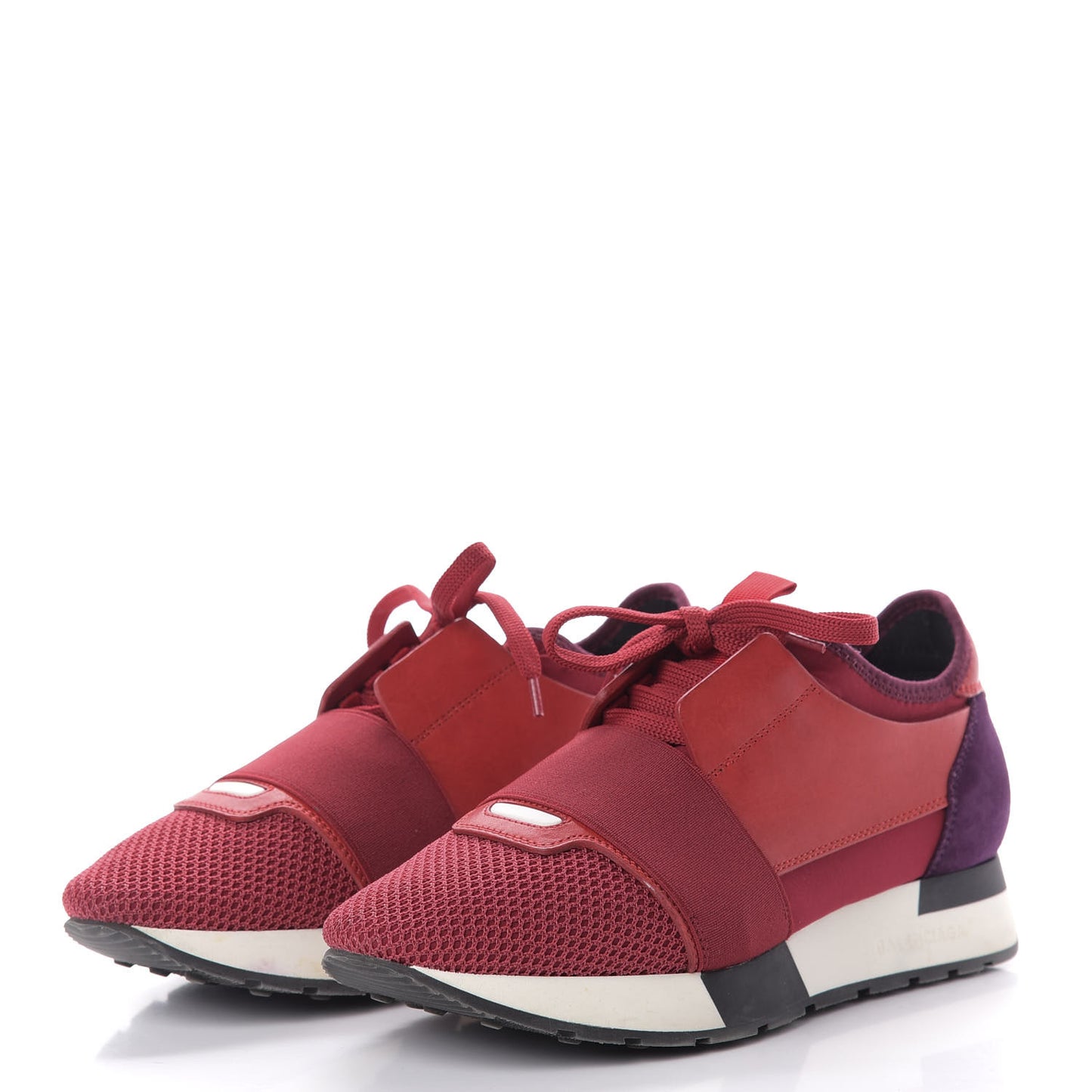 Mesh Calfskin Neoprene Suede Womens Race Runner Sneakers 37 Rouge Violet