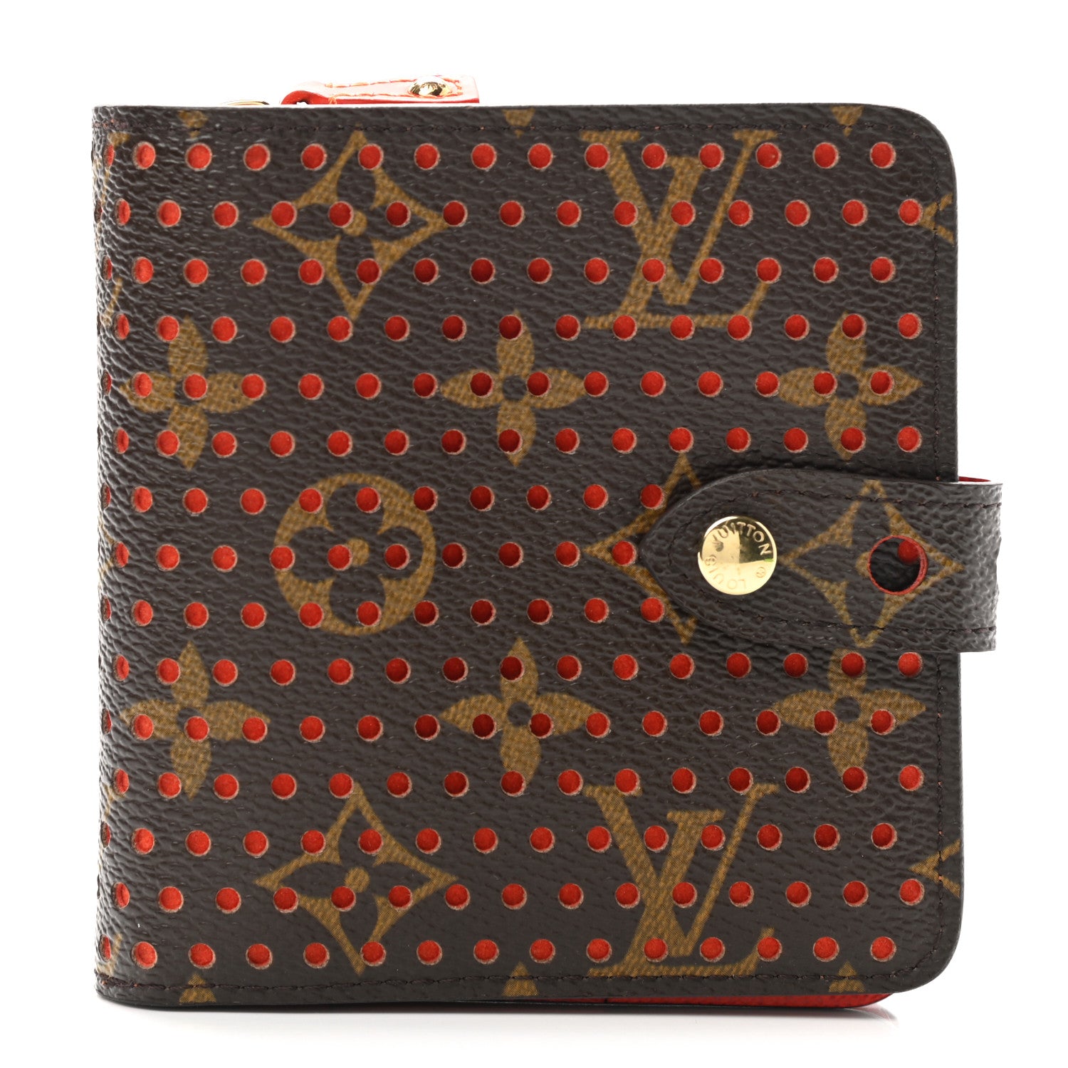 Louis Vuitton Monogram Perforated Compact Zipped Wallet Orange 1 of 6