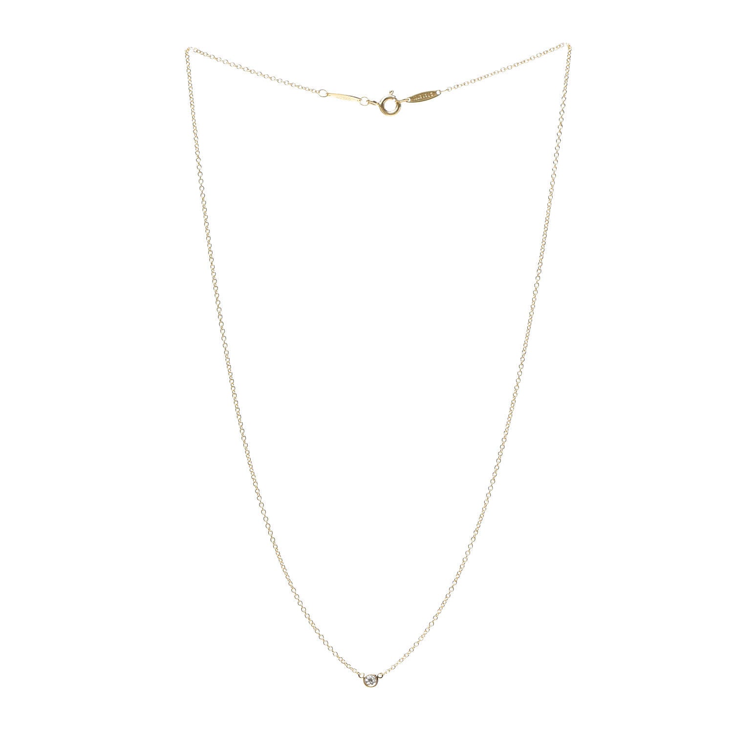 Tiffany 18K Yellow Gold Diamond .05ct Elsa Peretti Diamonds by the Yard Pendant Necklace 3 of 5