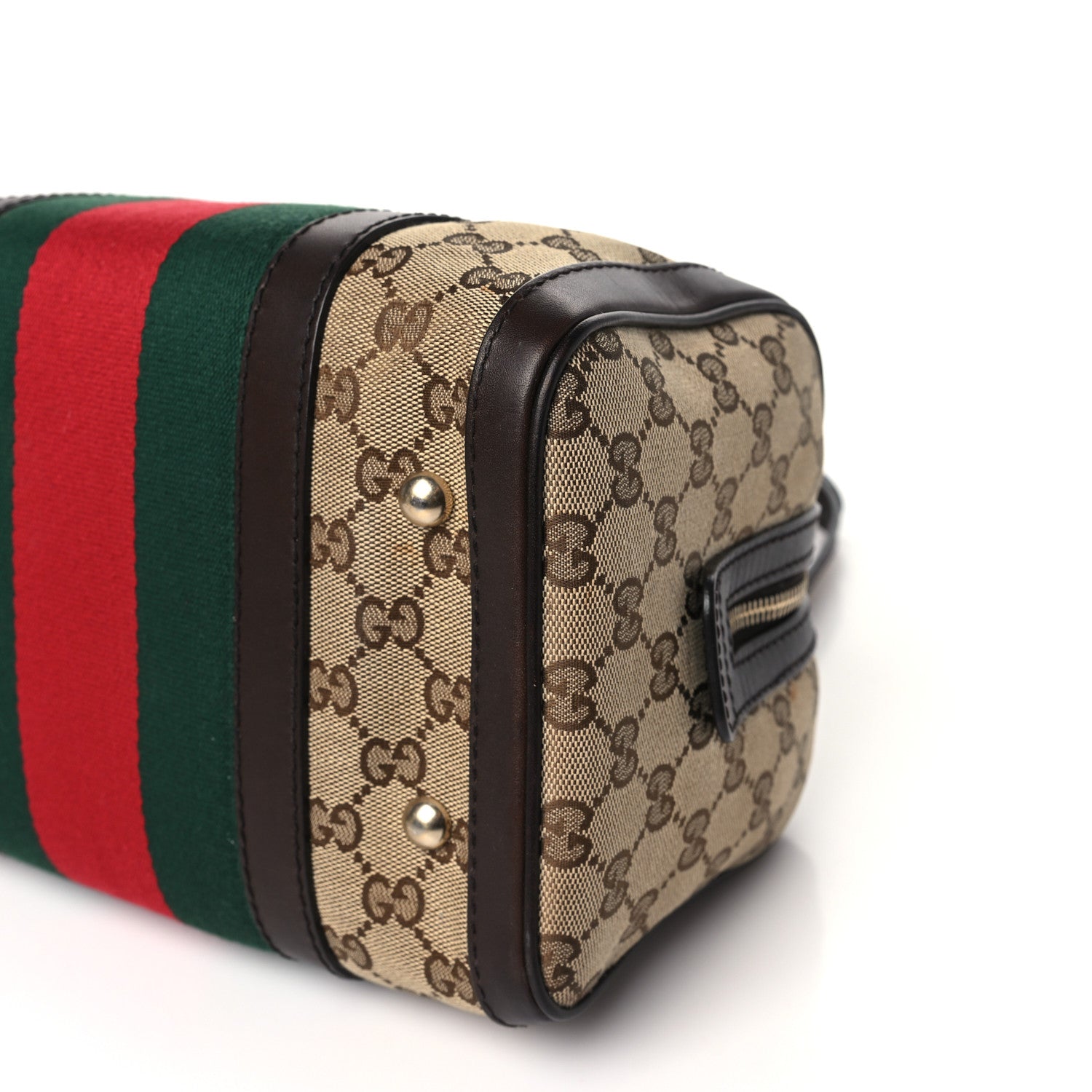 Gucci Monogram Vintage Web Small Boston Dark Brown 10 of 10