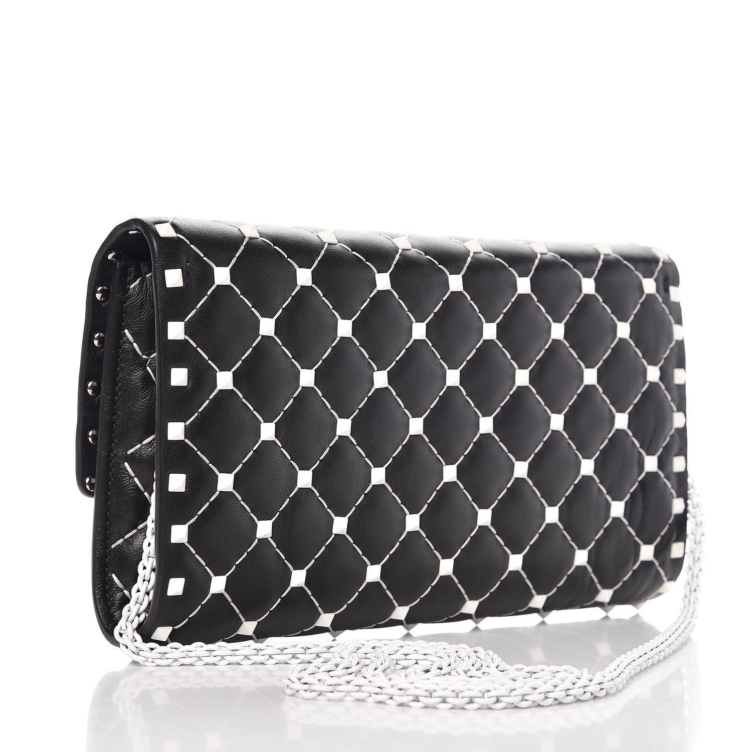 Valentino Garavani Lambskin Free Rockstud Spike Wallet On Chain Black 3 of 6