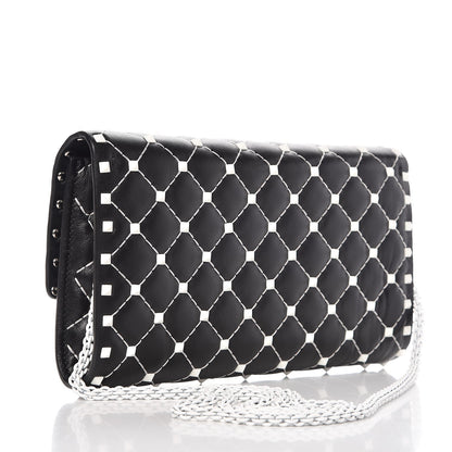 Valentino Garavani Lambskin Free Rockstud Spike Wallet On Chain Black 3 of 6