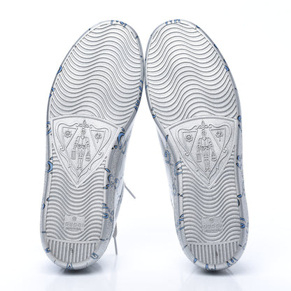 Gucci Miro Rubber Wax GucciGhost Print Mens New Ace Sneakers 9 Silver 5 of 9