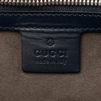 Gucci Guccissima Signature Medium Double Buckle Flap Messenger Bag Blue 5 of 14