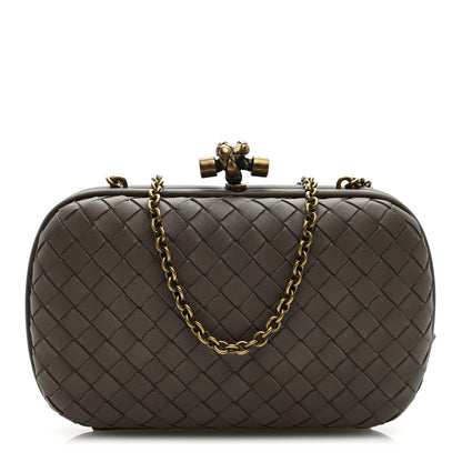 Bottega Veneta Nappa Intrecciato Chain Knot Clutch New Steel 1 of 10
