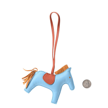 Hermes Milo Lambskin Grigri Rodeo Horse Bag Charm MM Celeste Naturel Bouton D'Or Cornaline 2 of 4
