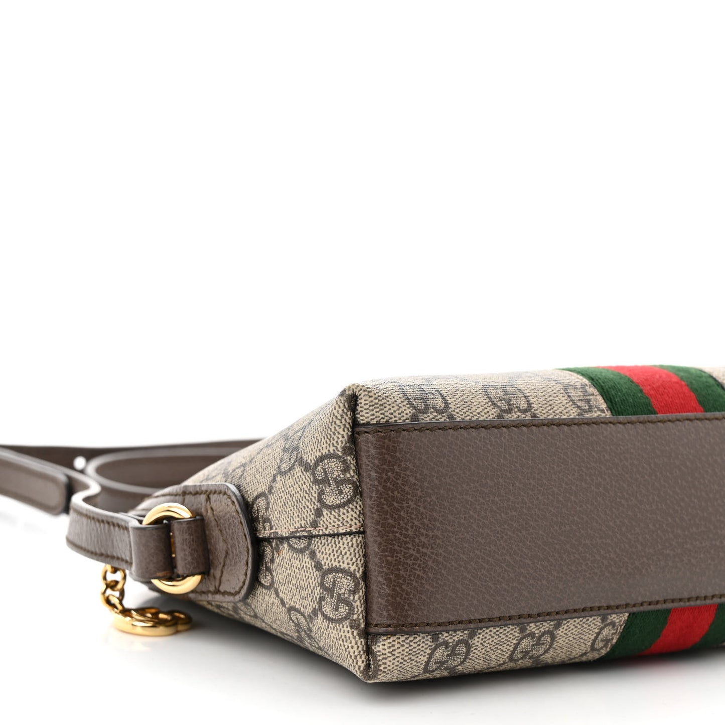 GG Supreme Monogram Textured Dollar Calfskin Web Small Ophidia Dome Shoulder Bag Beige Ebony New Acero