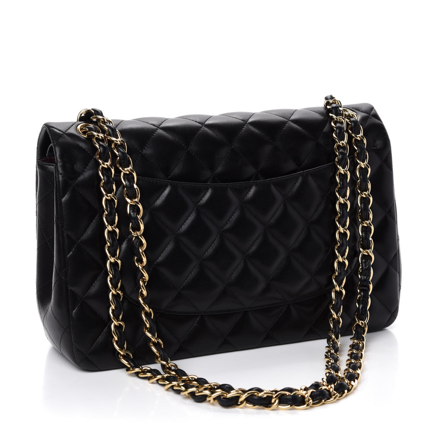 Lambskin Quilted Jumbo Double Flap Black