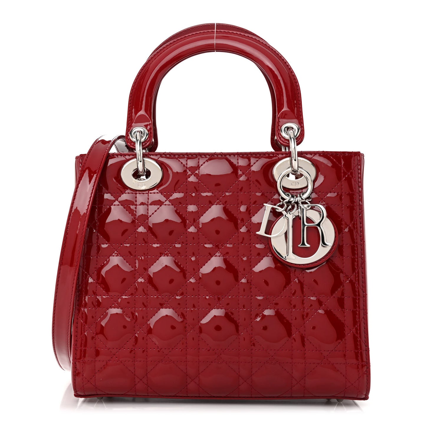 Patent Cannage Medium Lady Dior Burgundy Red