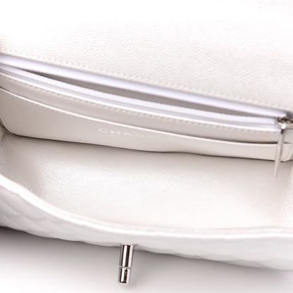 Chanel Iridescent Caviar Quilted Mini Top Handle Rectangular Flap White 5 of 11