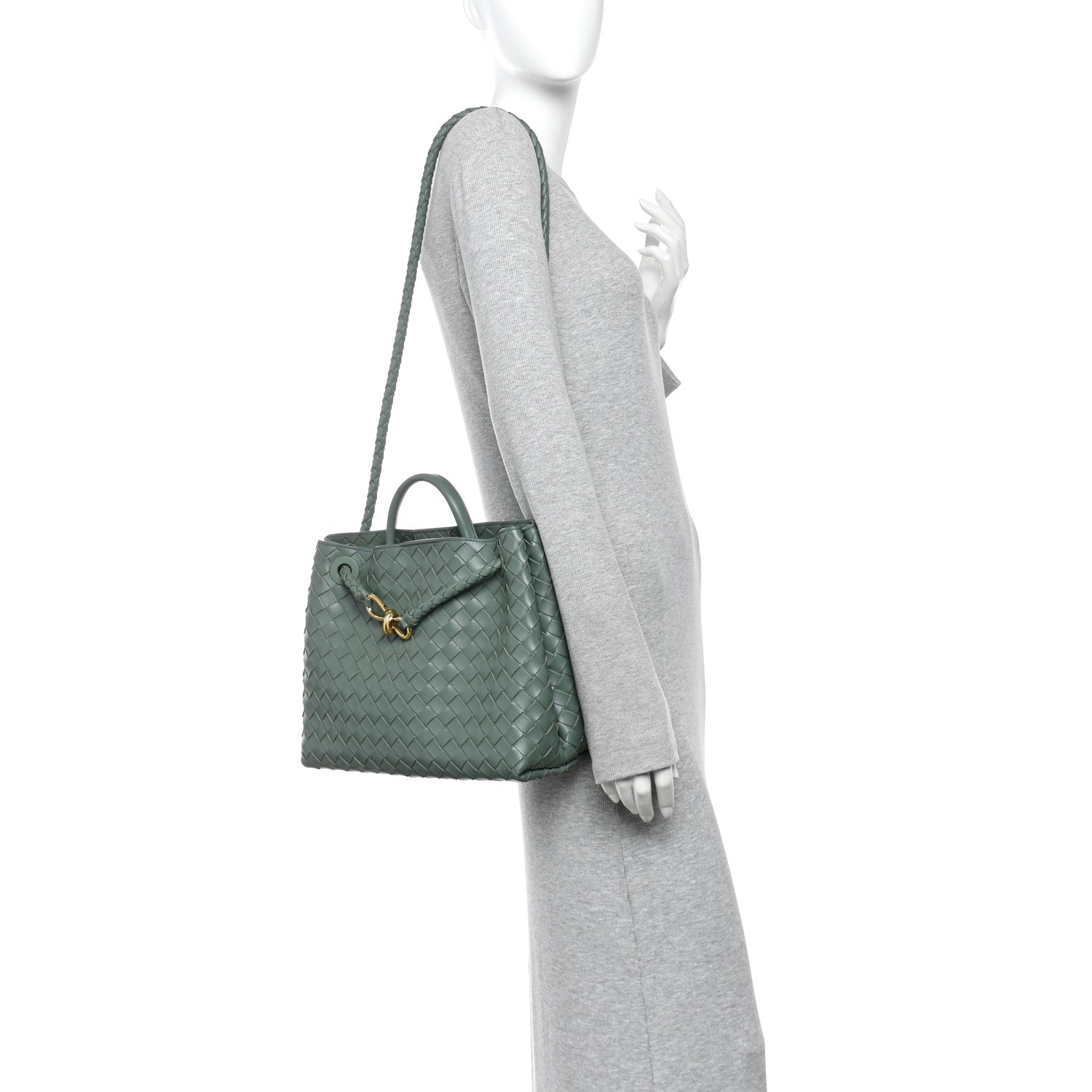Bottega Veneta Nappa Intrecciato Medium Andiamo Shoulder Bag Aloe 2 of 10