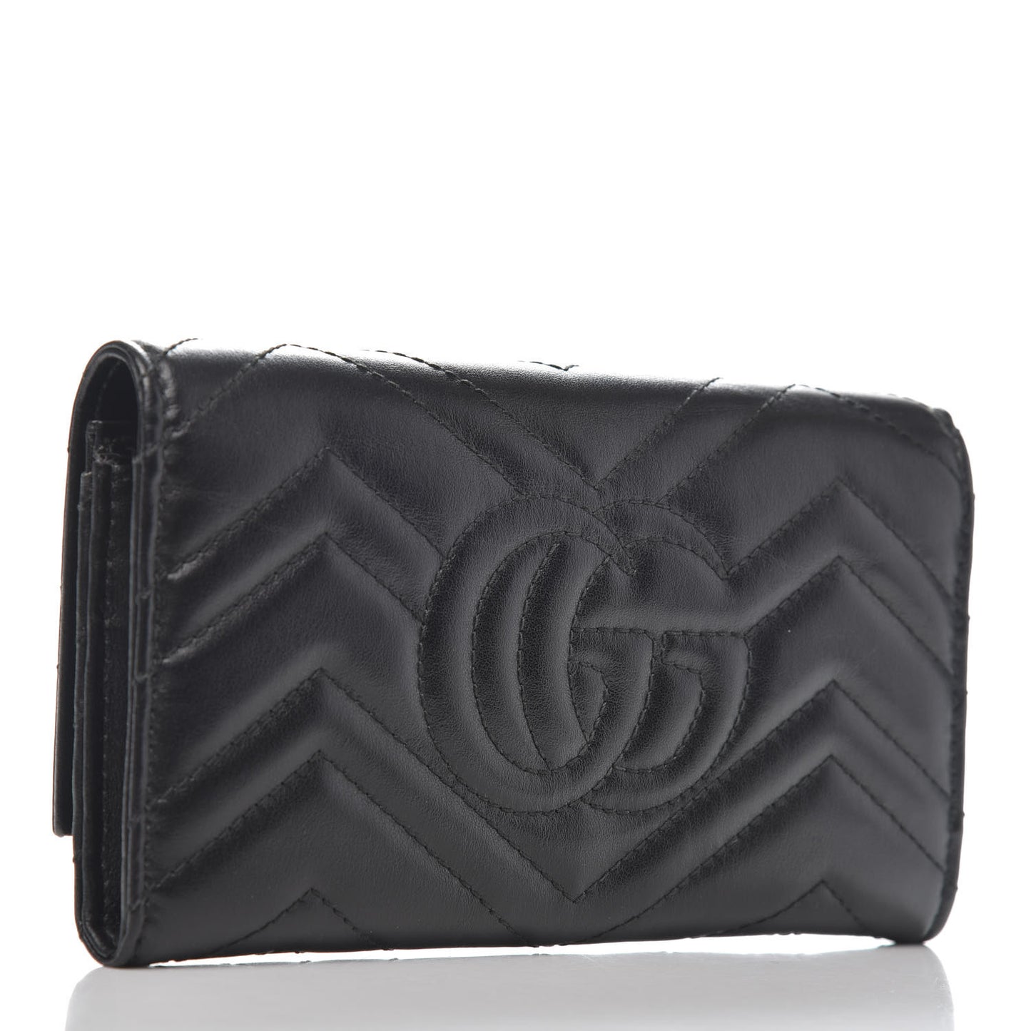 Calfskin Matelasse GG Marmont Continental Wallet Black