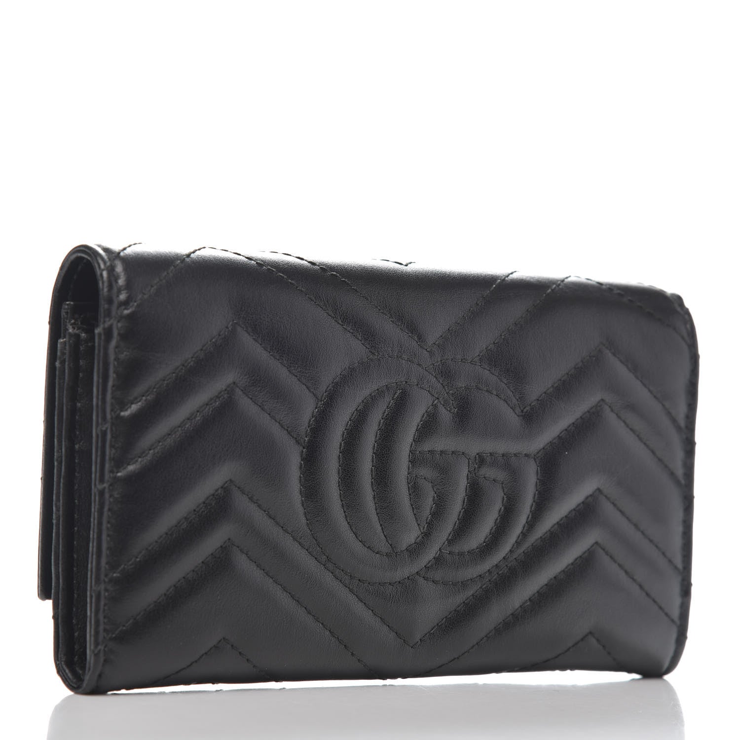Gucci Calfskin Matelasse GG Marmont Continental Wallet Black 3 of 9