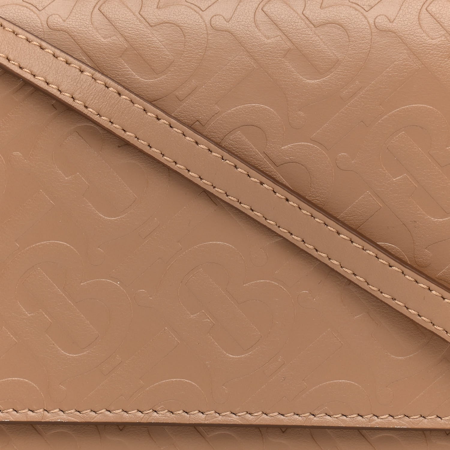 Burberry Calfskin Embossed Monogram Crossbody Light Camel 11 of 11