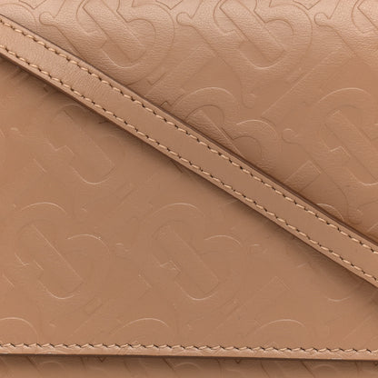 Burberry Calfskin Embossed Monogram Crossbody Light Camel 11 of 11