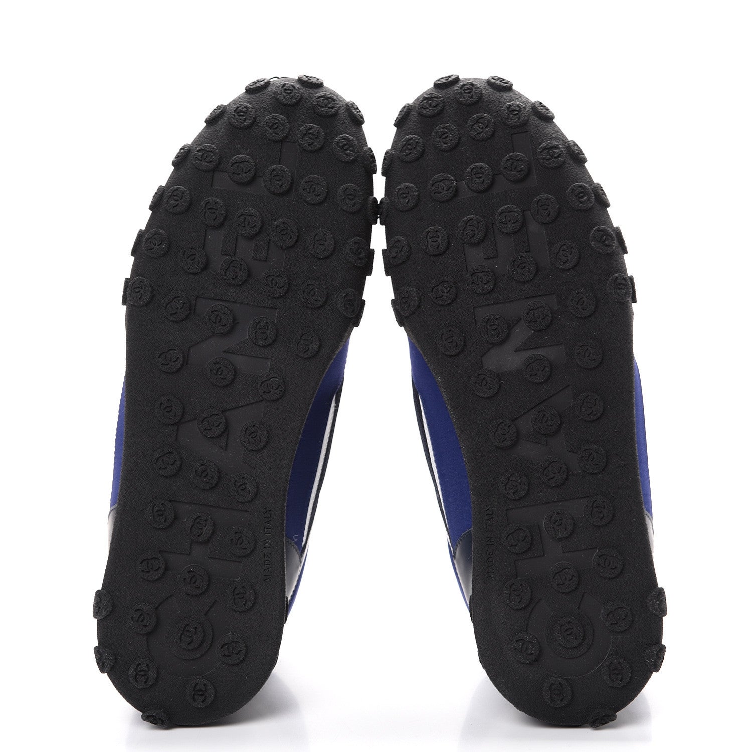 Chanel Calfskin Mesh Lycra Womens Logo High Top Sneakers 40.5 Navy 5 of 9