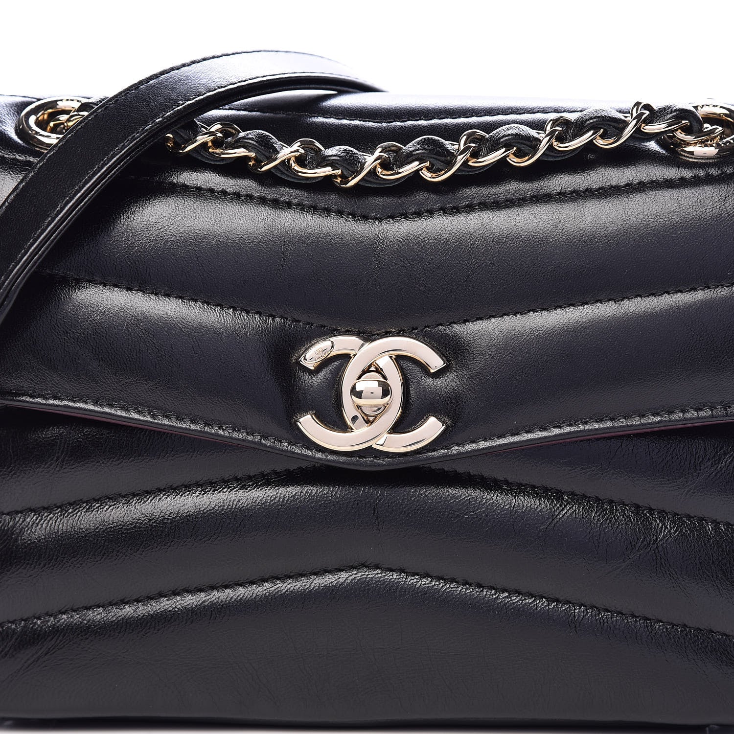 Chanel Shiny Lambskin Quilted Small Chevron Miroir Black 10 of 12