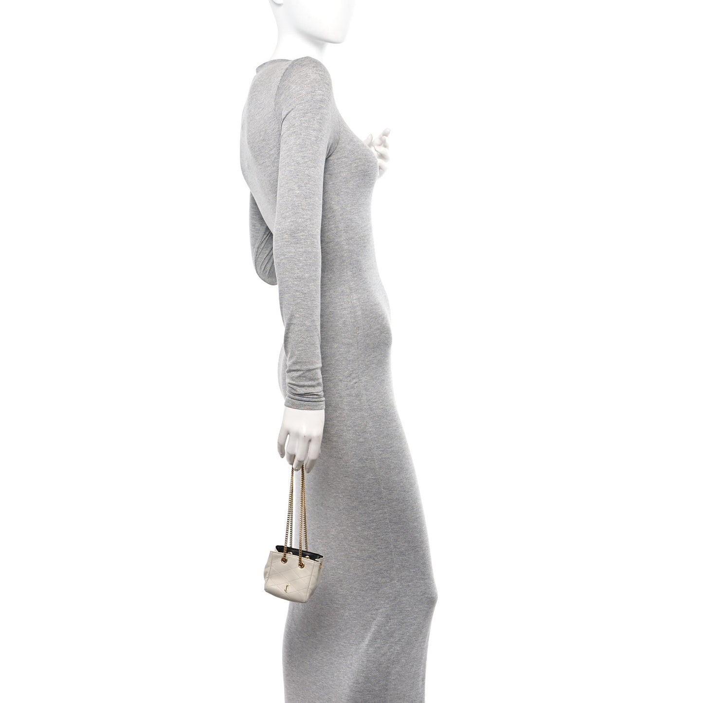Lambskin Quilted Baby Bucket Bag Crema Soft