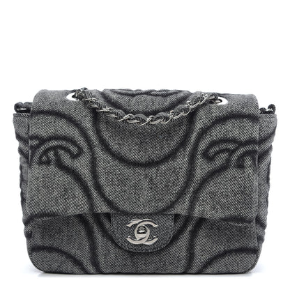 Chanel Denim Embossed CC Logo Print Mini Single Flap Black 1 of 9