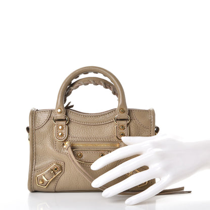 Balenciaga Chevre Gold Metallic Edge Hardware Nano City Beige Latte 3 of 8