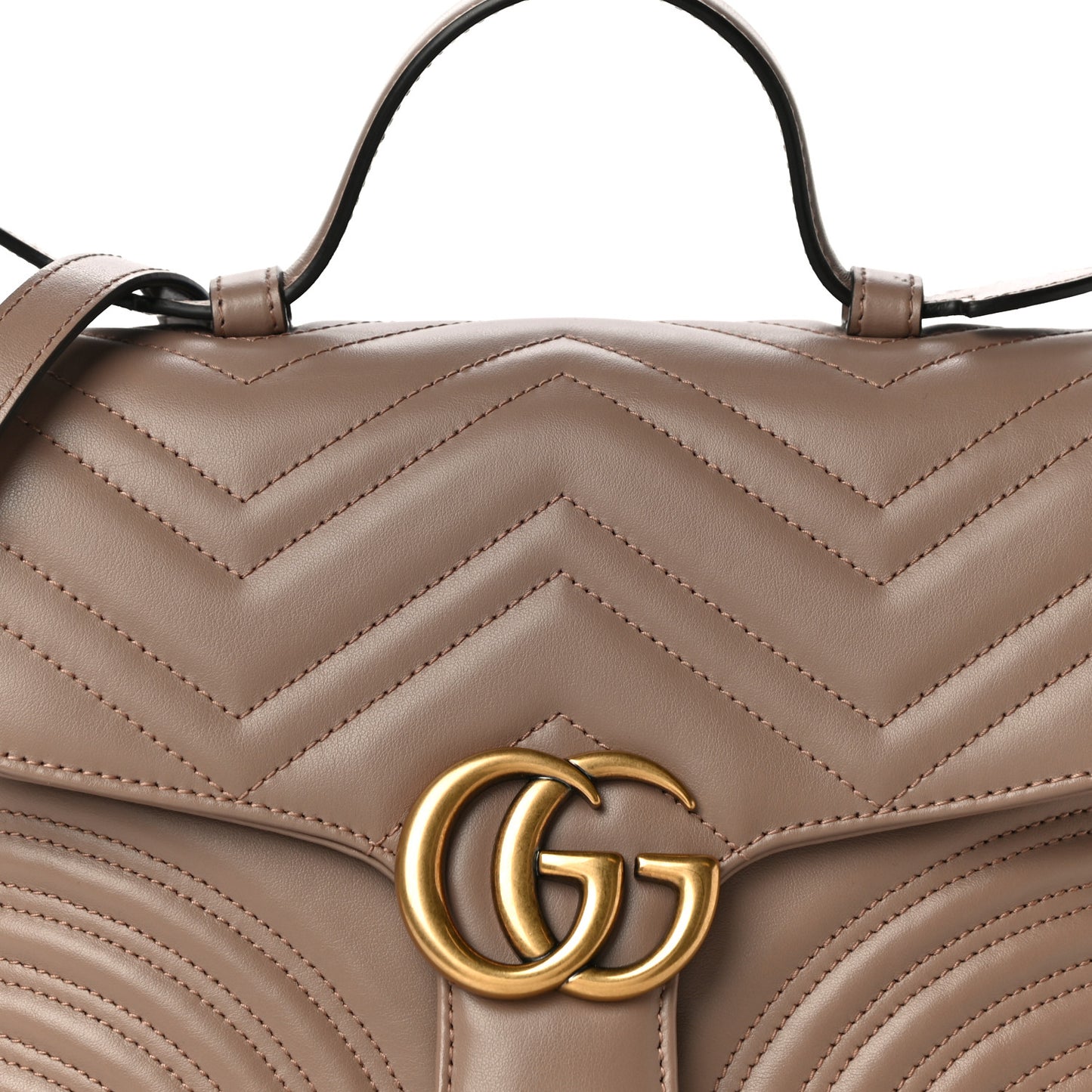 Calfskin Matelasse Small GG Marmont Top Handle Shoulder Bag Porcelain Rose