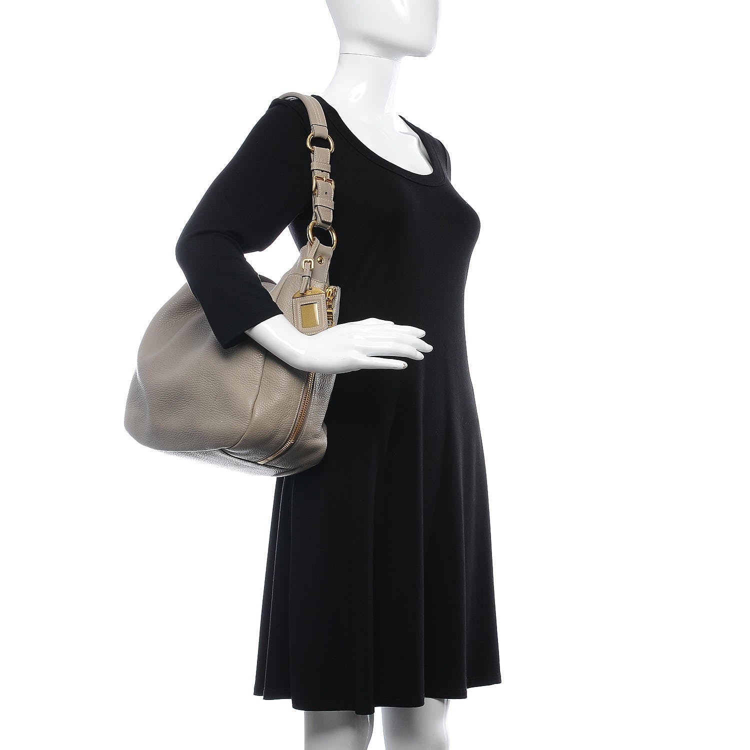 Prada Vitello Daino Side Pocket Hobo Pomice 2 of 22