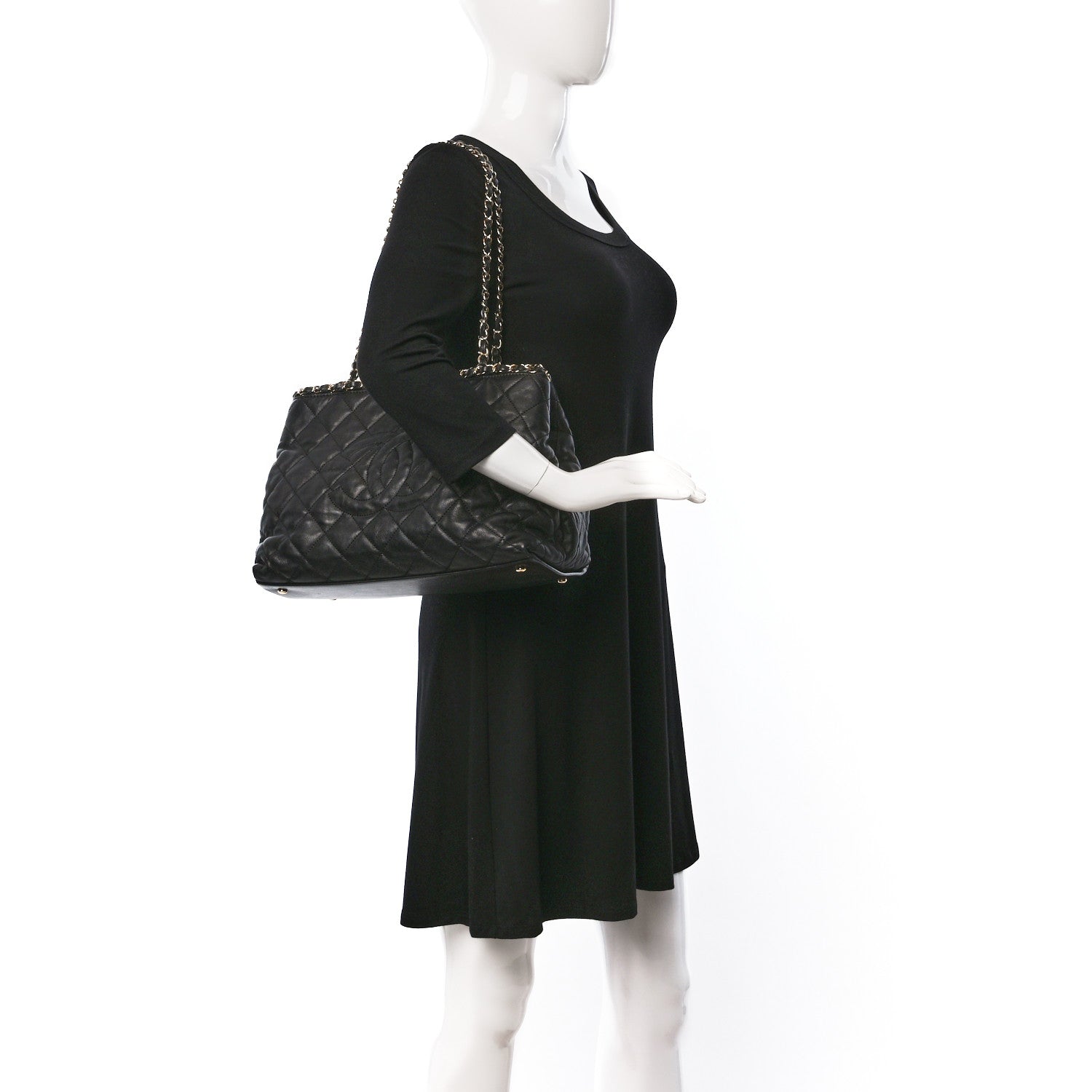 Chanel Calfskin Quilted Small Chain Me Tote Black 2 of 12