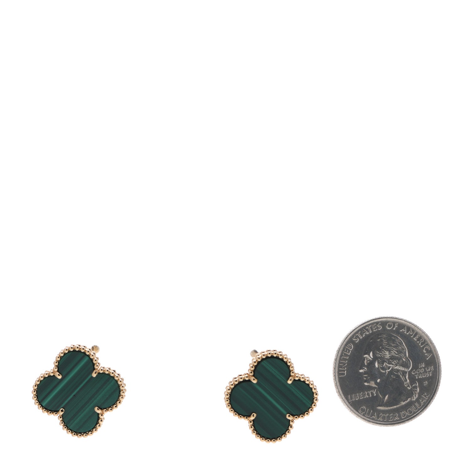 Van Cleef & Arpels 18K Yellow Gold Malachite Magic Alhambra Earrings 2 of 6