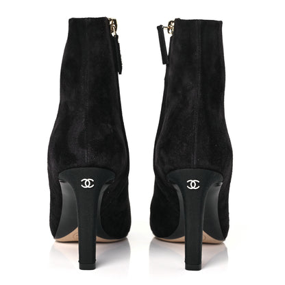 Chanel Suede Grosgrain CC Short Boots 35 Black 5 of 9