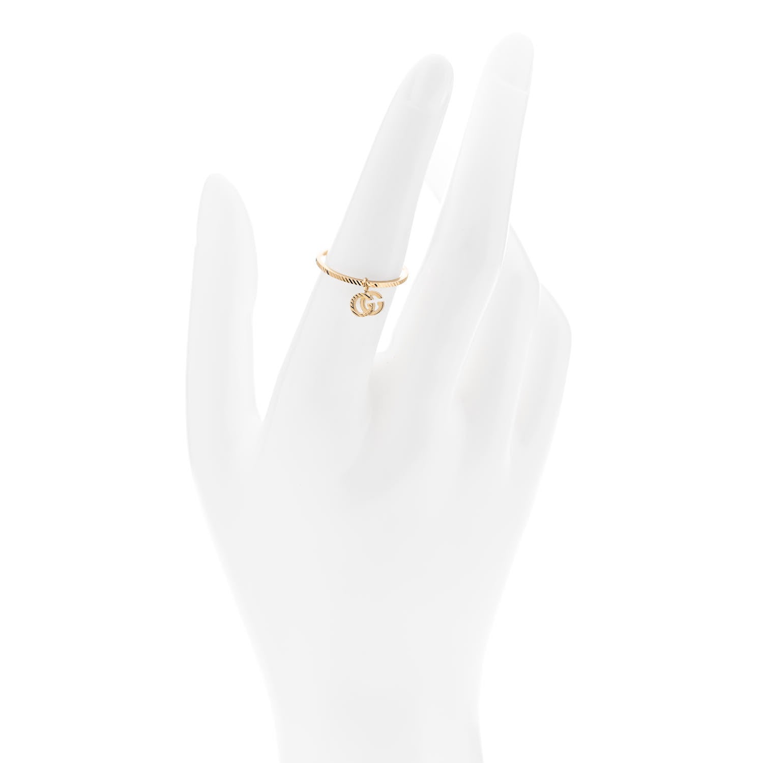 Gucci 18K Yellow Gold GG Running Charm Ring 53 6.5 2 of 6