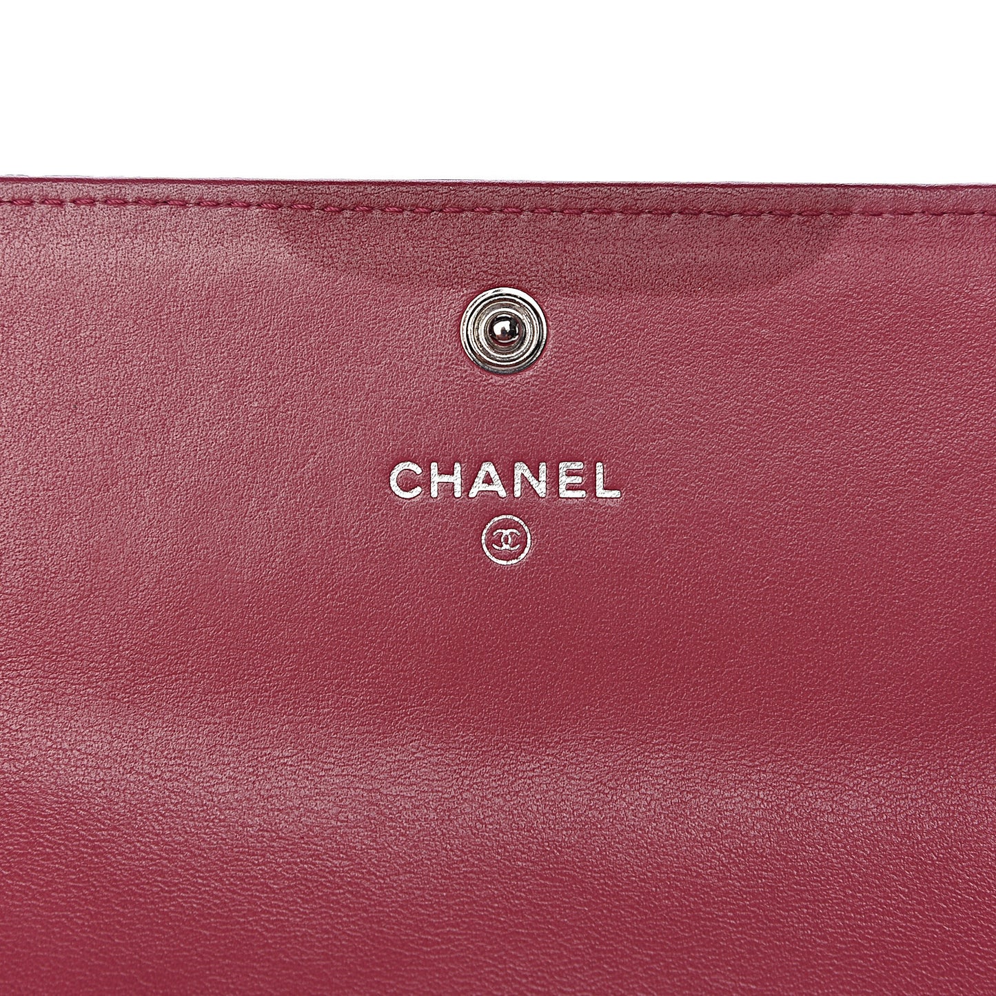 Lambskin Embossed Camellia Large Gusset Flap Wallet Pink