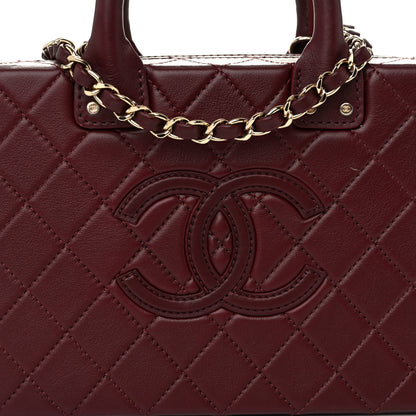 Chanel Calfskin Quilted Studded Square Vanity Case Burgundy 8 of 11