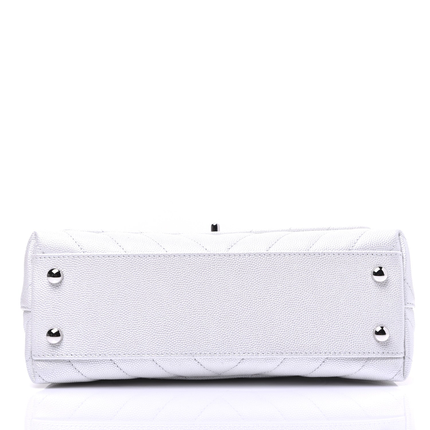 Chanel Iridescent Caviar Chevron Quilted Mini Coco Handle Flap White 18 of 27