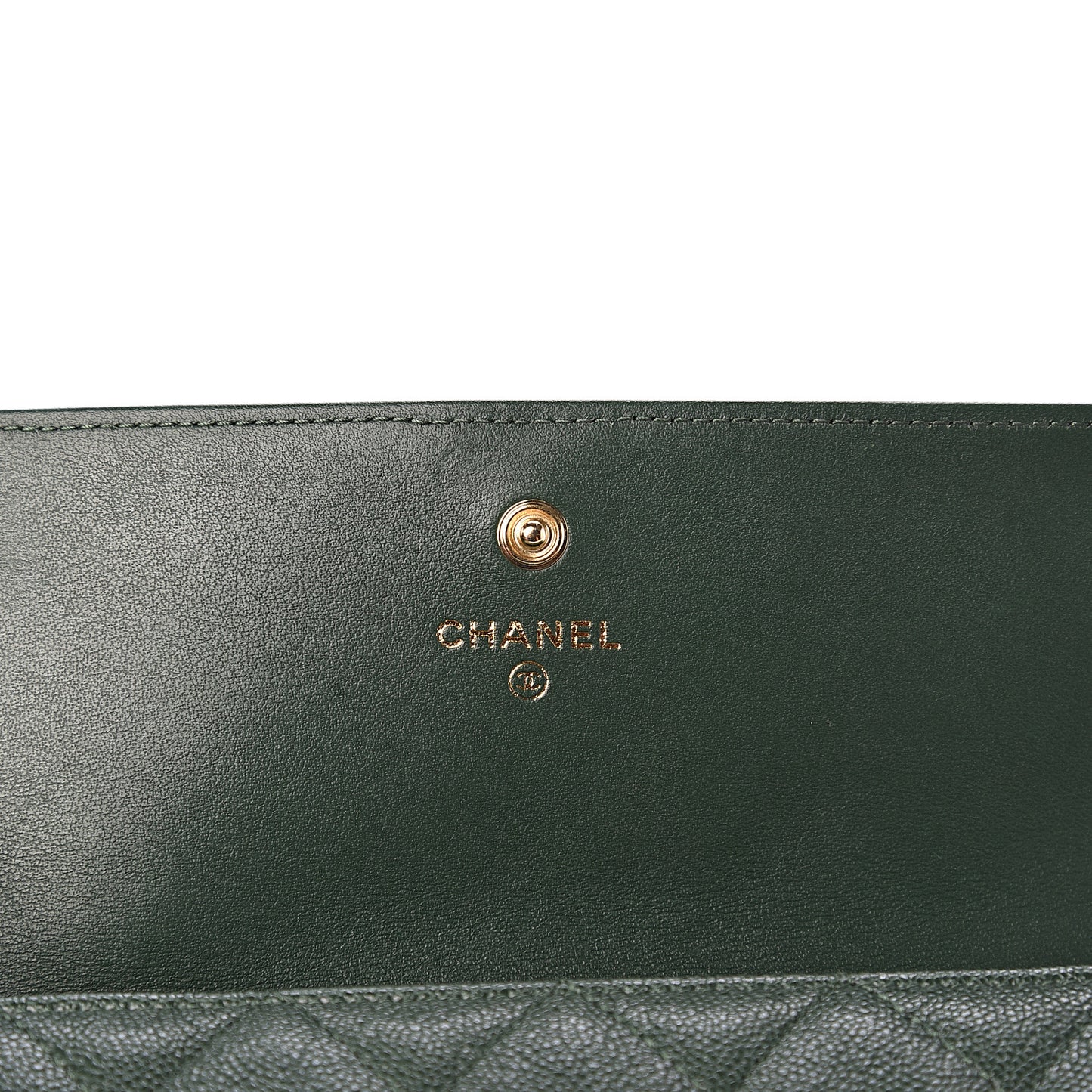 Caviar Quilted Large Boy Gusset Flap Wallet Green