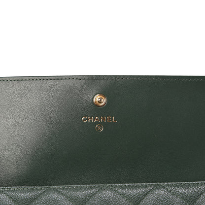 Chanel Caviar Quilted Large Boy Gusset Flap Wallet Green 5 of 11