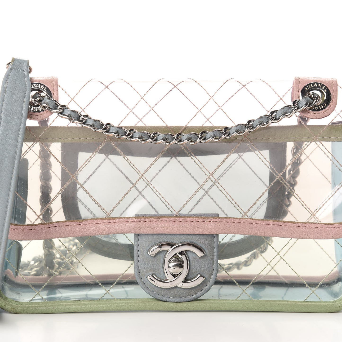 Lambskin PVC Quilted Mini Coco Splash Flap Blue Green