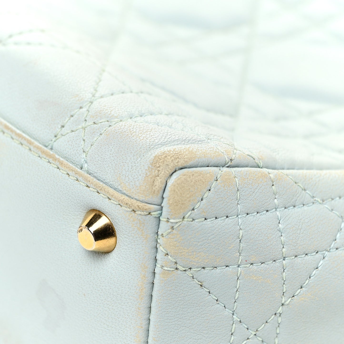 Lambskin Cannage Mini Lady Dior Light Blue