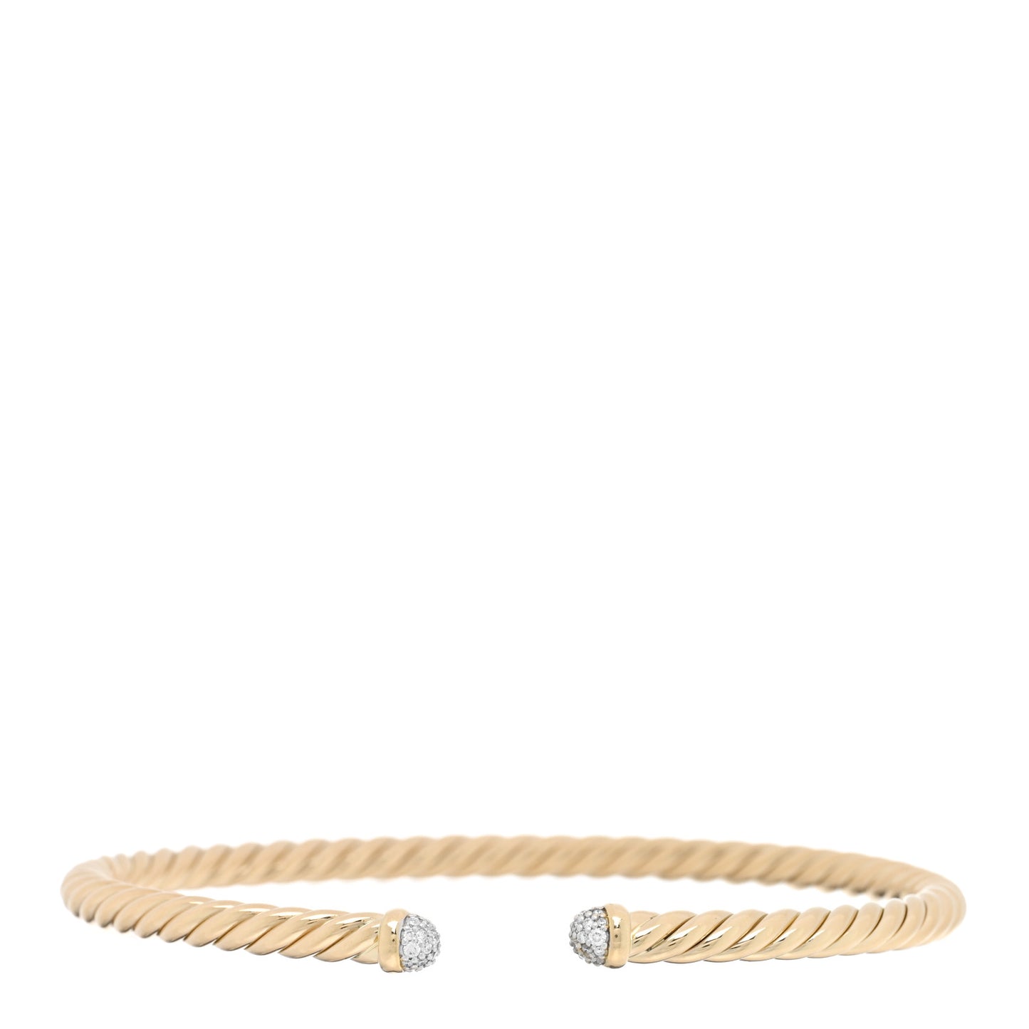 18K Yellow Gold Diamond 4mm Cable Flex Cuff Bracelet