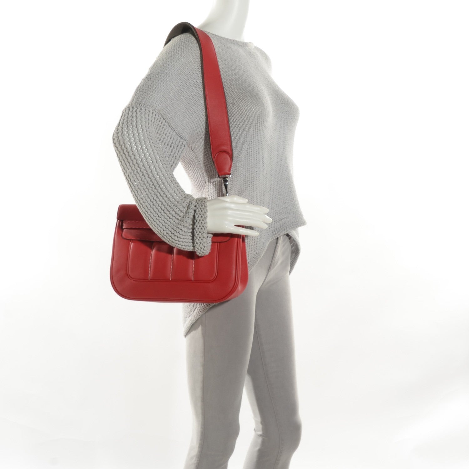 Hermes Veau Swift Sac Berline 28 Vermillion 2 of 11