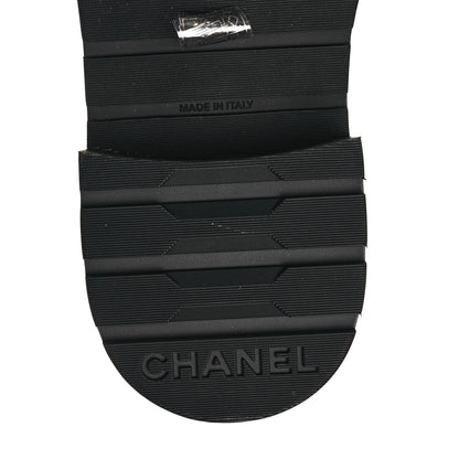 Chanel Shiny Calfskin Quilted Lace Up Combat Boots 37.5 Black 6 of 8