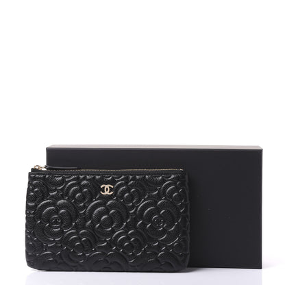 Chanel Caviar Camellia Embossed Cosmetic Pouch Black 10 of 10