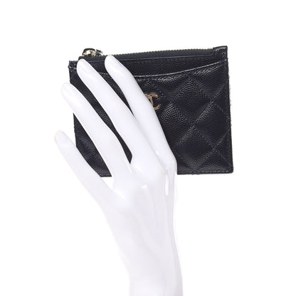 Chanel Caviar Quilted CC Zip Card Holder Navy Blue 2 of 8